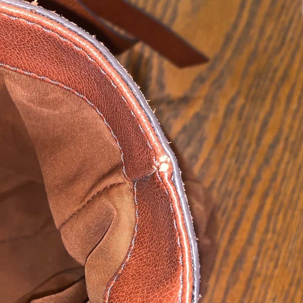 Fossil Cow Suede Rayna Large Boho Western Brown Leather Tote Purse Bag Fringe - Picture 15 of 15